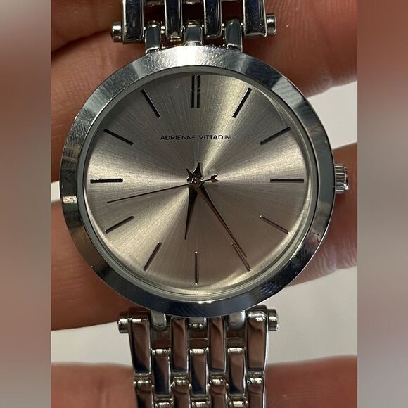 ADRIENNE VITTADINI PLATINUM TONE WATCH ADST1259 FTL-12-047 - Picture 1 of 6